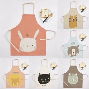 Cartoon-Rabbit-Floral-Kitchen-Ladies-Apron-Home-Cleaning-Fun-Painting-Aprons-Cat-Animal-Home-Cooking-Baking Child Apron