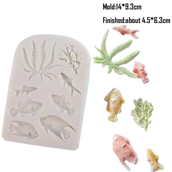 M2514-5 Fish, Seaweed Silicone Molds M2514